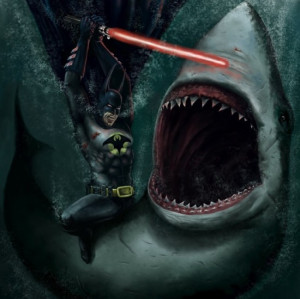 Batman and a shark